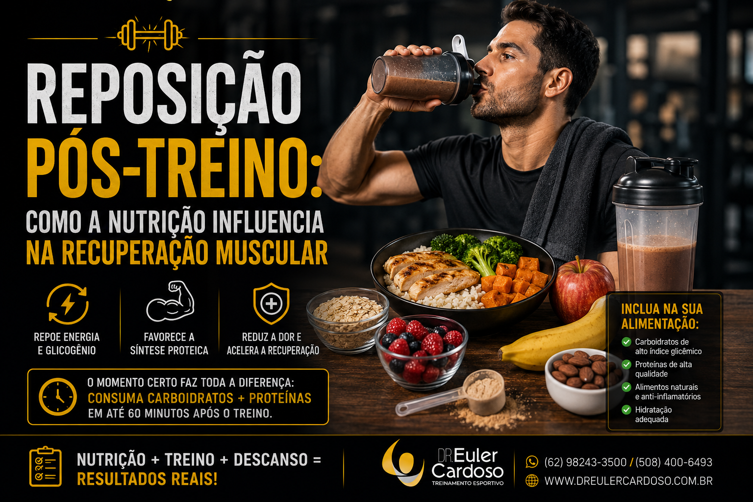Reposição Pós-Treino: Como a Nutrição Influencia na Recuperação Muscular